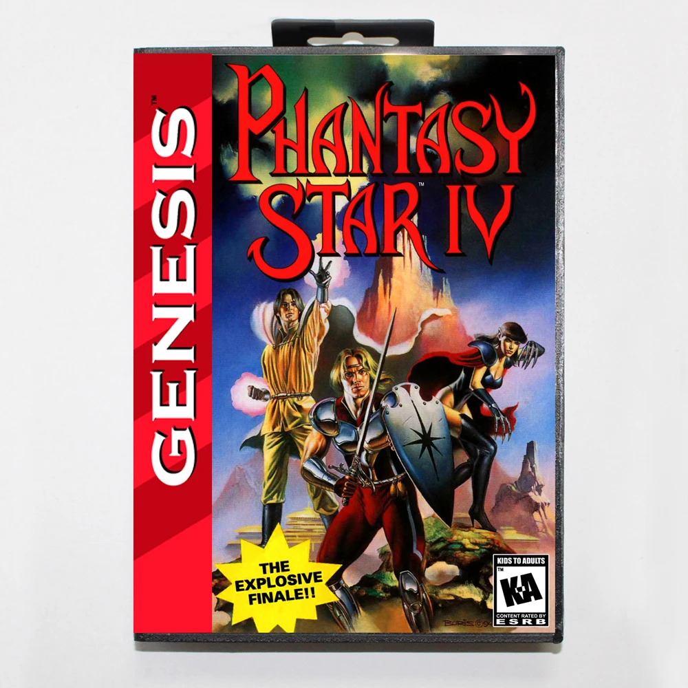 MD Cartão de Jogo com Caixa Personalizada EUA, Phantasy Star 4, Sega 16 Bit, Megadrive, Console Genesis