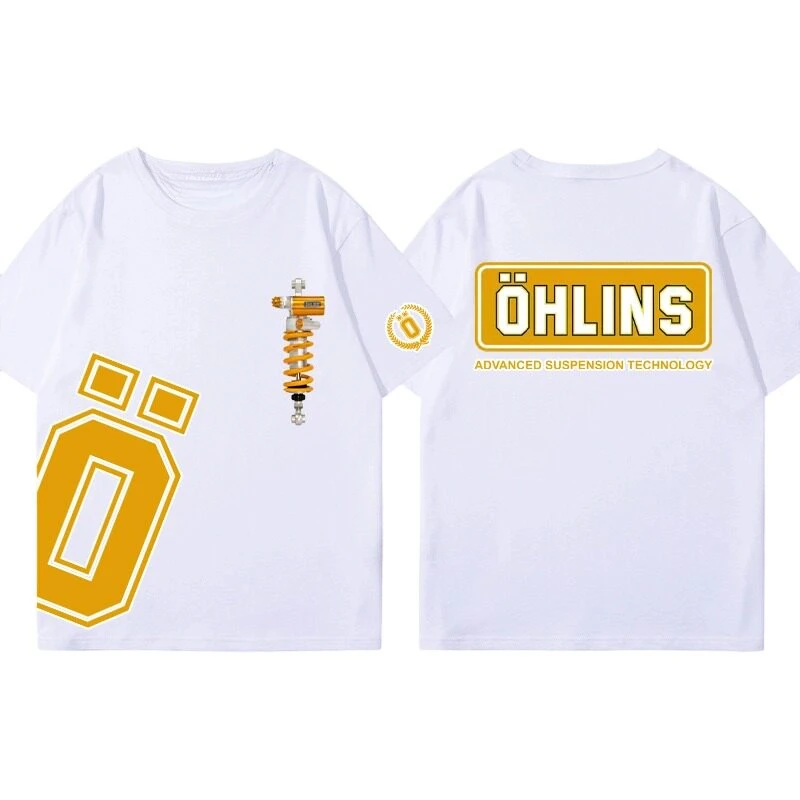 OHLINS Motorrad-Stoßdämpfer Modifiziertes Baumwoll-Kurzarm-T-Shirt für männliche Motorrad-Enthusiasten des Clubs – Detail 7