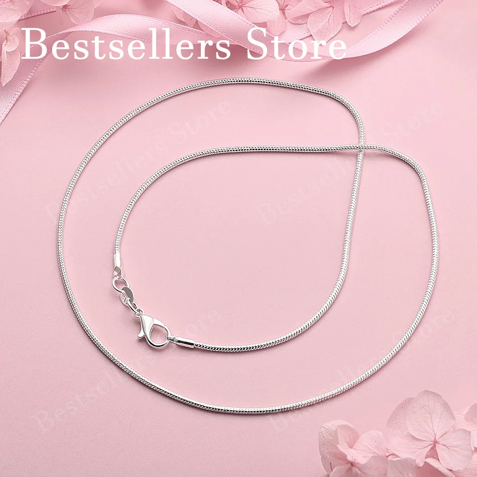 Charm 925 Sterling Silver 2MM Super Fine Snake Chain Necklace Men Women Fashion Party Engagement Accessories
