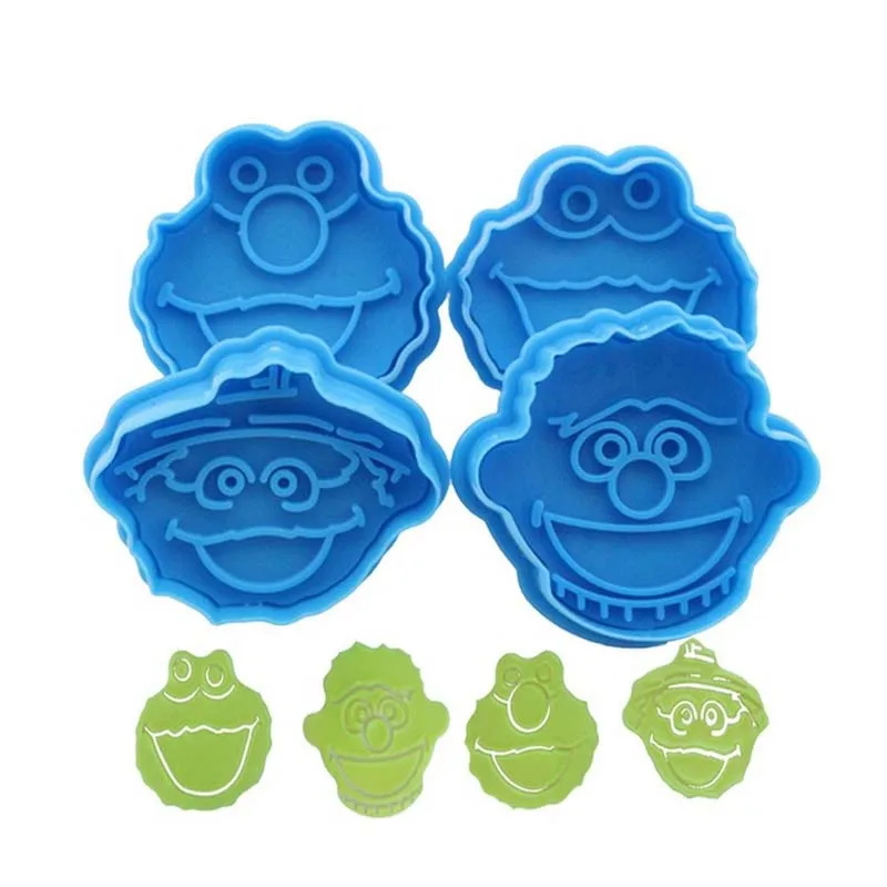 Children Muppet Cookie Cutter Plunger Biscuit Cake Fondant Elmo Ernie Monster Cakes Decorating Tools