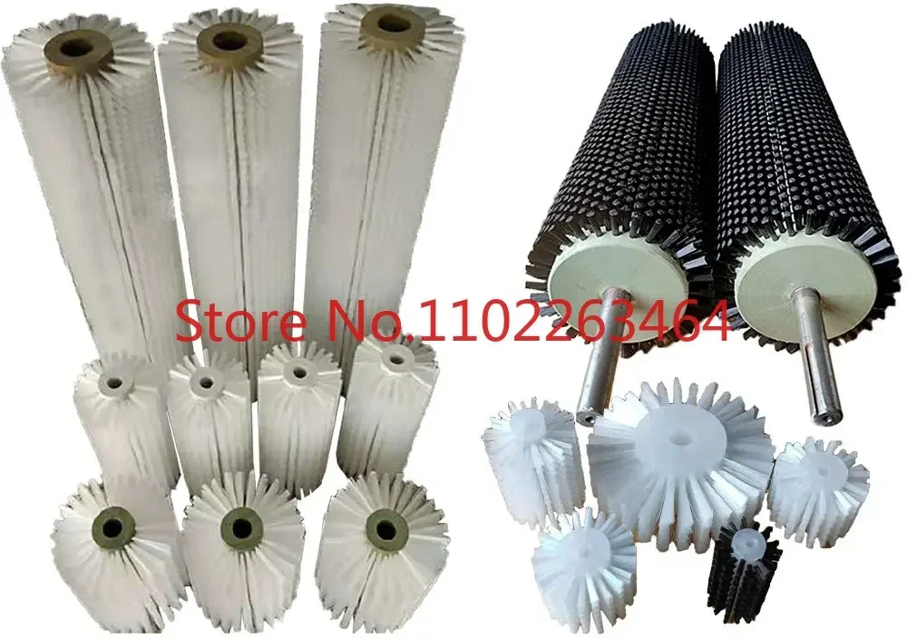 Industrial brush roller aluminum alloy tube brush roller conveyor belt dust removal cleaning steel wire small nylon hollow wheel