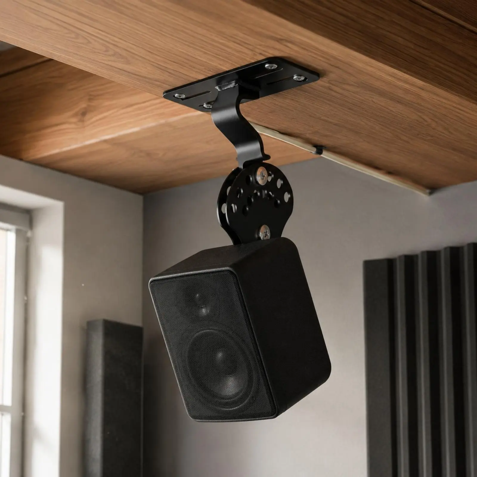 Speaker Hanging Bracket Metal Construction Speaker Wall Mount Audio Accessory 180 Degree Rotation Black Finish for KTV