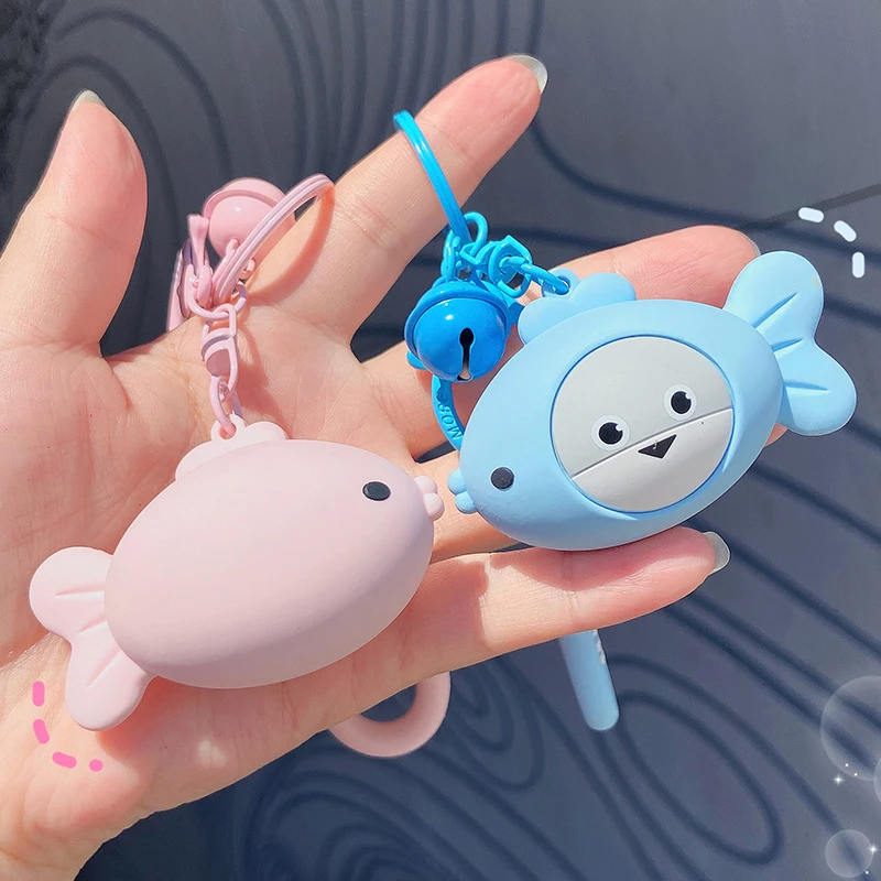 Fun Cute Sea Series Head Set Small Fish Doll Pendant Keychain Cute Kids Student Backpack Decoration Small Charm Birthday Gift