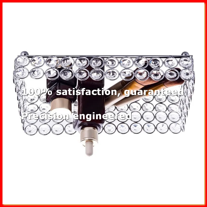 Crystal Rectangle Cosmetic Tray Jewelry Trinket Organizer Mirror Decorative Tray Perfume Skin Care Organizer(Silver)-A13G