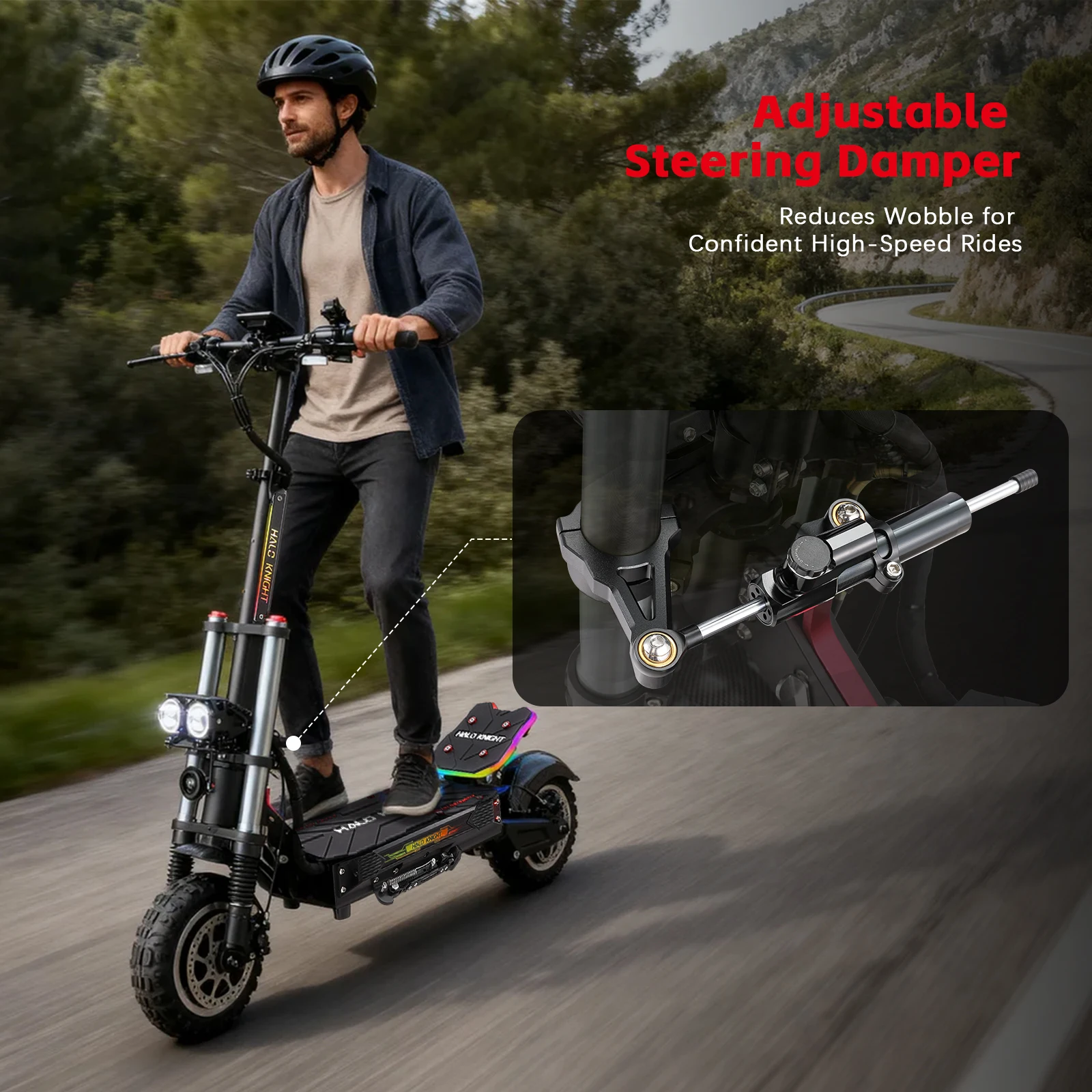 HALO KNIGHT T107Pro 60V 6000W 38,4Ah Elektroroller Professioneller 95km/h E-Scooter mit Doppelmotor Leistungsstarker Schneller 80KM E-Scooter – Detail 10