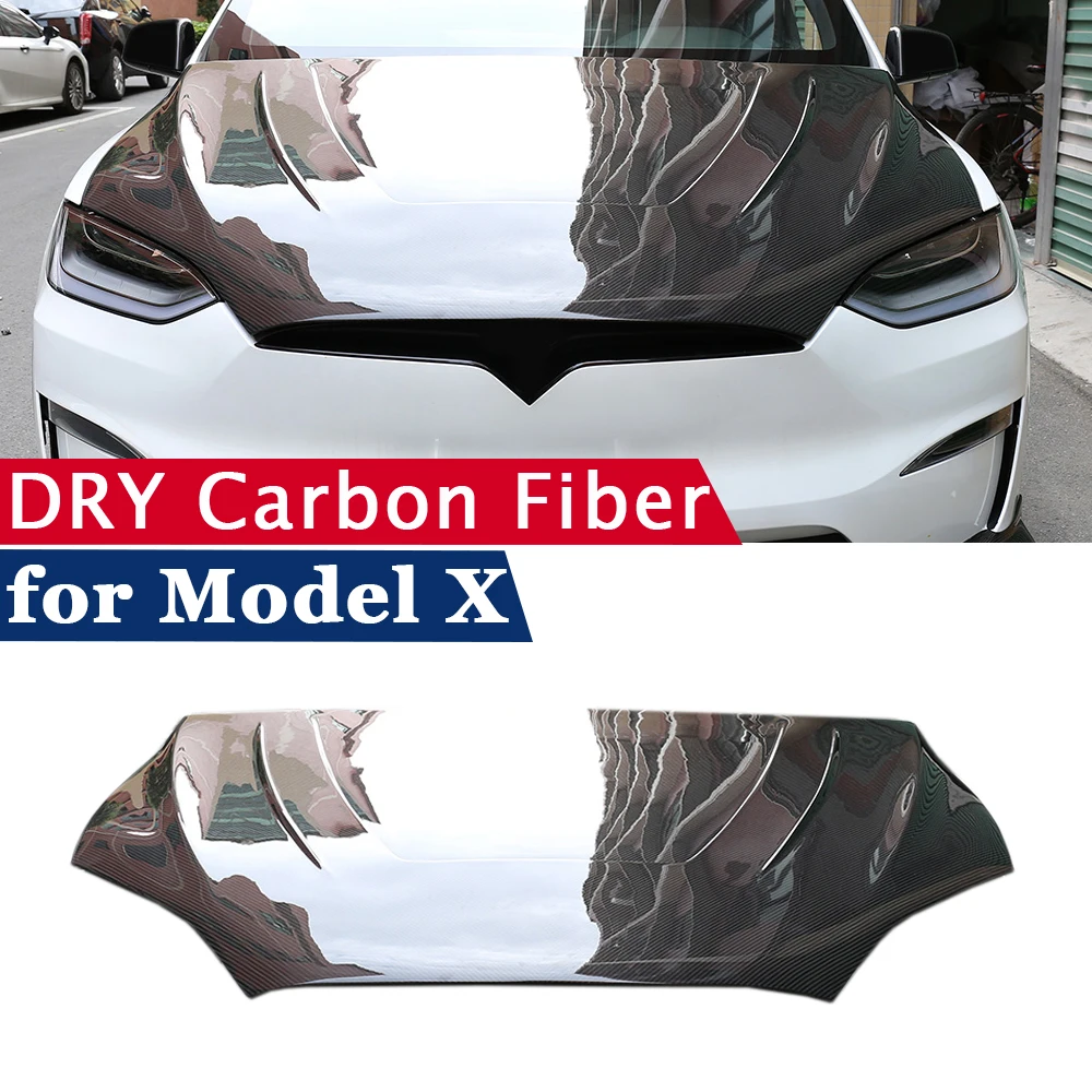 Dry Carbon Fiber Cover for Model X 2023 2024 Car Hood Cover