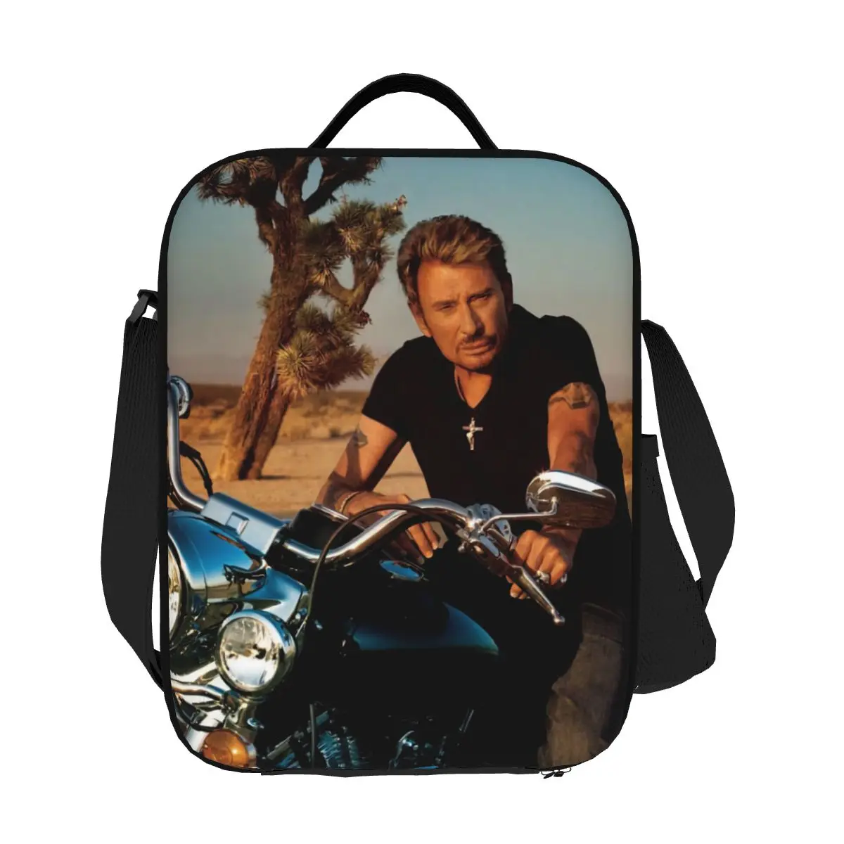 

Изолированная сумка для обеда на заказ для мотоцикла Johnny Hallyday для пикника, французской рок-певца, портативный термохолодильник, коробка для бенто, женская и детская