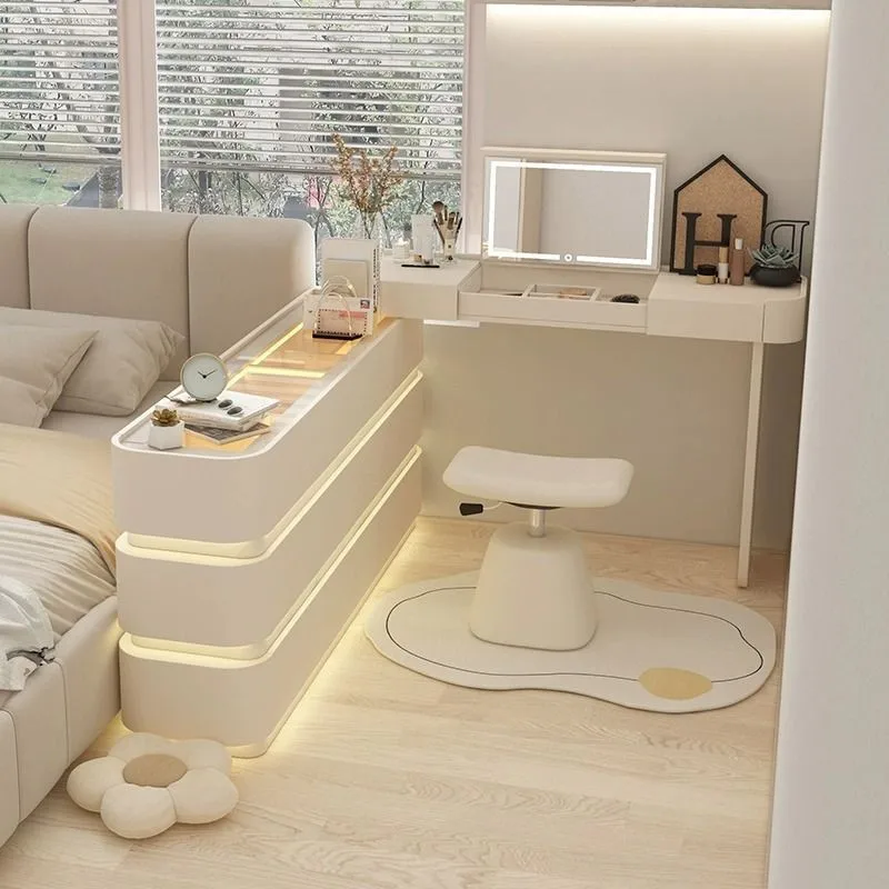 

Bedside dresser chest integrated simple modern storage bedroom very narrow makeup cabinet cream 30cm book table