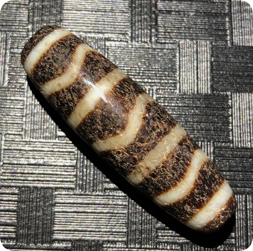 Magic Tibetan Old Agate water wave weathering Totem dZi Bead 15*50mmD007