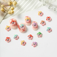 100Pcs 3D Kirby Nail Charms with Colorful Hats Cute Cartoon Star Character Nail Art Decorations for DIY Kawaii Nail Accessories