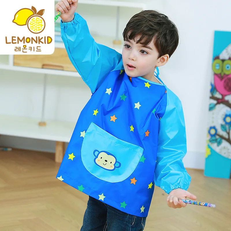 Waterproof Bib Baby Infants 100% Polyester Bibs Long Sleeve Feeding Drawing Painting Apron Kids Burp Cloths Reverse Dressing