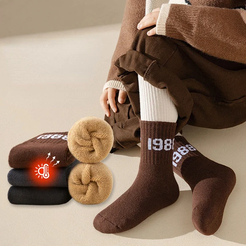 4 Pairs/lot Autumn Winter Boys Socks High Quality Cotton Keep Warm Baby Girls Terry Towel Socks Children Socks 1-12 Years