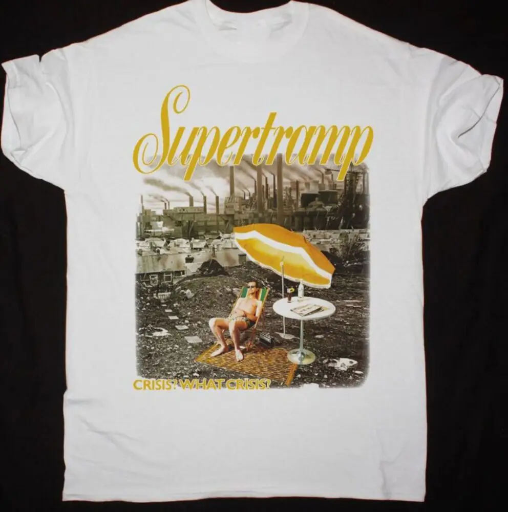 

SUPERTRAMP CRISIS WHAT CRISIS 1975 NEW WHITE T-SHIRT