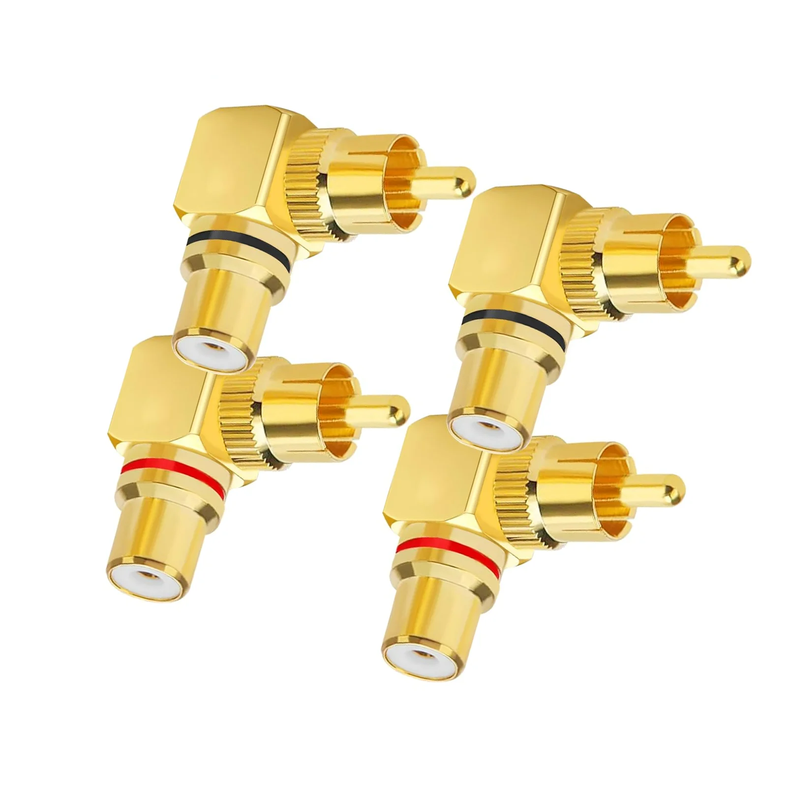 

90 Degree Right Angle RCA Adapter Gold-Plated RCA Male to Female Connector Plug for Amplifier TV Speaker Home Theater DVD Player