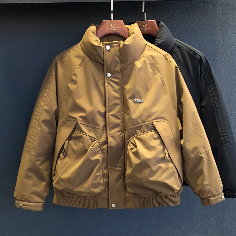 2025 new stand up collar workwear style down jacket men's warm jacket winter fashion versatile trend high-end outdoor clothing