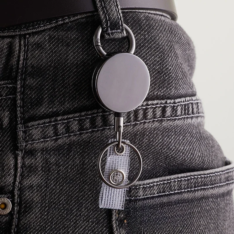 Retractable Metal Wire Keychain Pull Badge Reel ID Lanyard Name Tag Card Badge Holder Reels Recoil Chain Clips Outdoor Key Ring