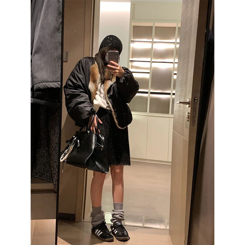 Minigonna vintage in velluto a coste da donna patchwork di pizzo floreale gonne nere autunno inverno streetwear design coreano sottile una linea gonne