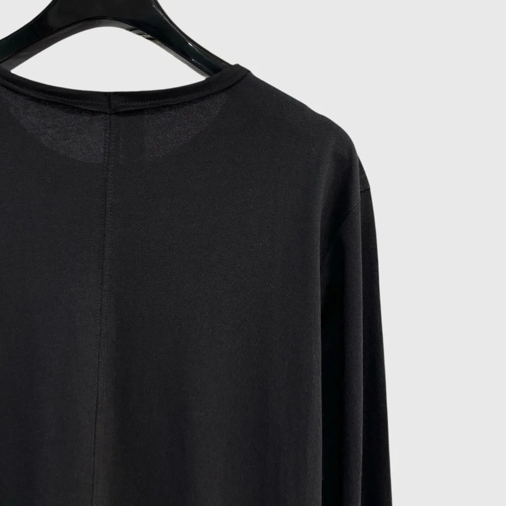 High Street Dark Ro Black Tees T-shirts Tops Men's Round Neck Long Sleeve Portrait Print Casual Fashion Streetwear T Shirts