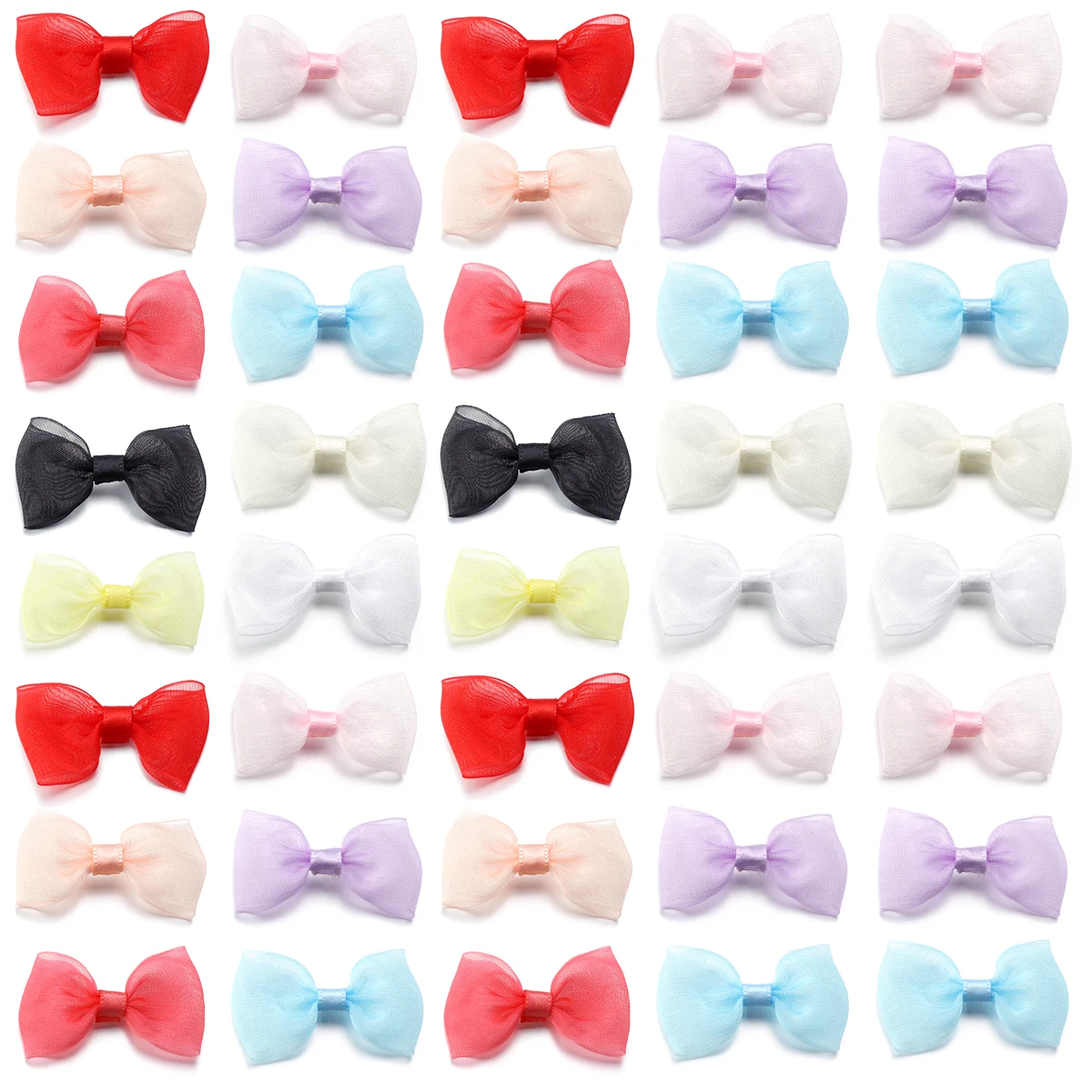 20Pcs fiocchi di garza di neve colore Chiffon fatto a mano piccoli fiocchi per gioielli fai da te copricapo indumento accessori per la decorazione