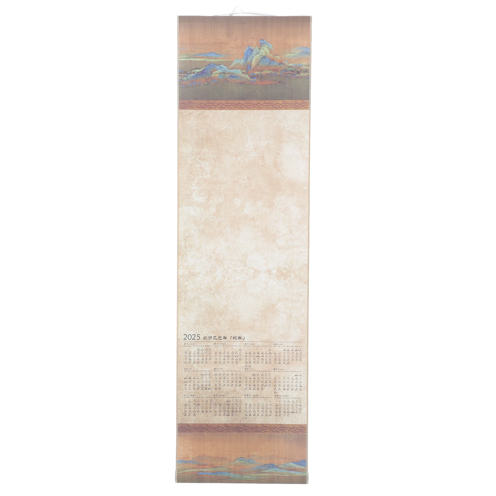 

Wall Hanging Scroll Calendar Blank Paper for Brush Monthly Yearly Calendars Home Office Decor Retro Style Chinese Tradition