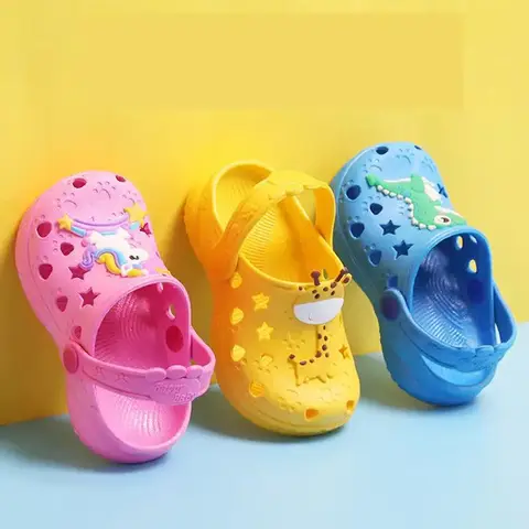 0-7 세 어린이 뮬 & 나막신 여름 아기 소년 소녀 샌들 플랫 힐 솔리드 만화 슬리퍼 어린이 정원 신발 Y17 Best5