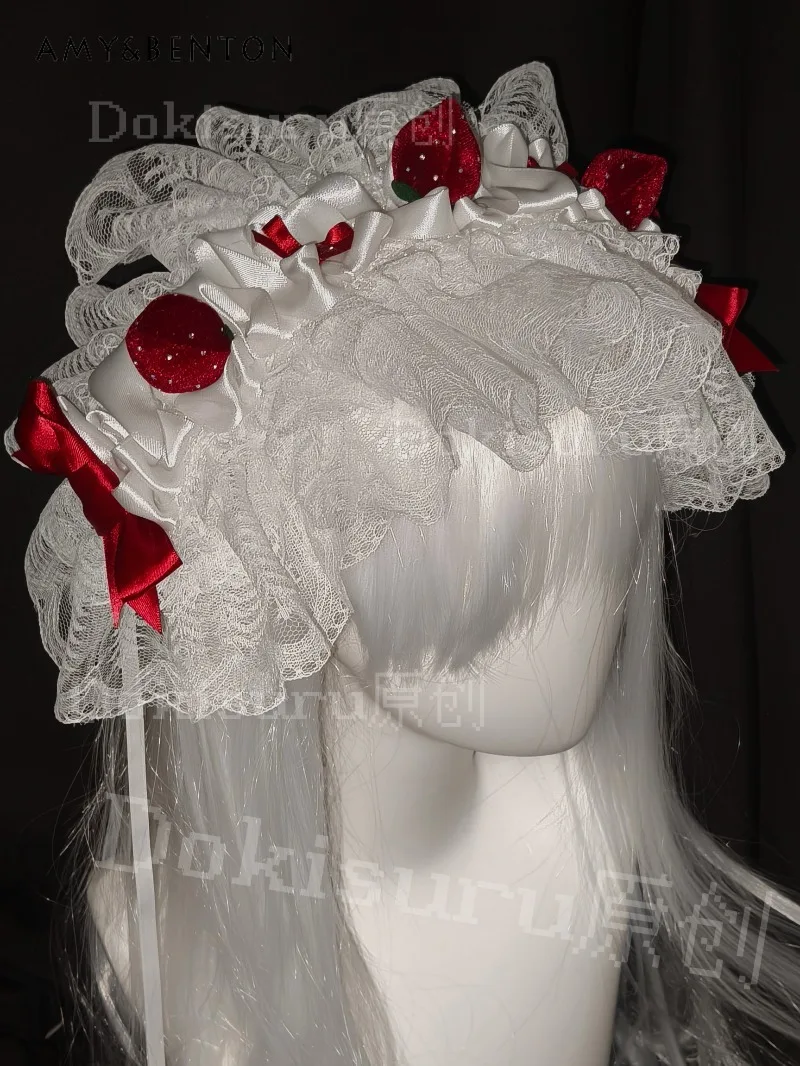 

Original Subculture Lolita Lace Headband Strawberry Bow Sweet Cute Mine Series Girl Hair Accessory New Year Christmas Headbands