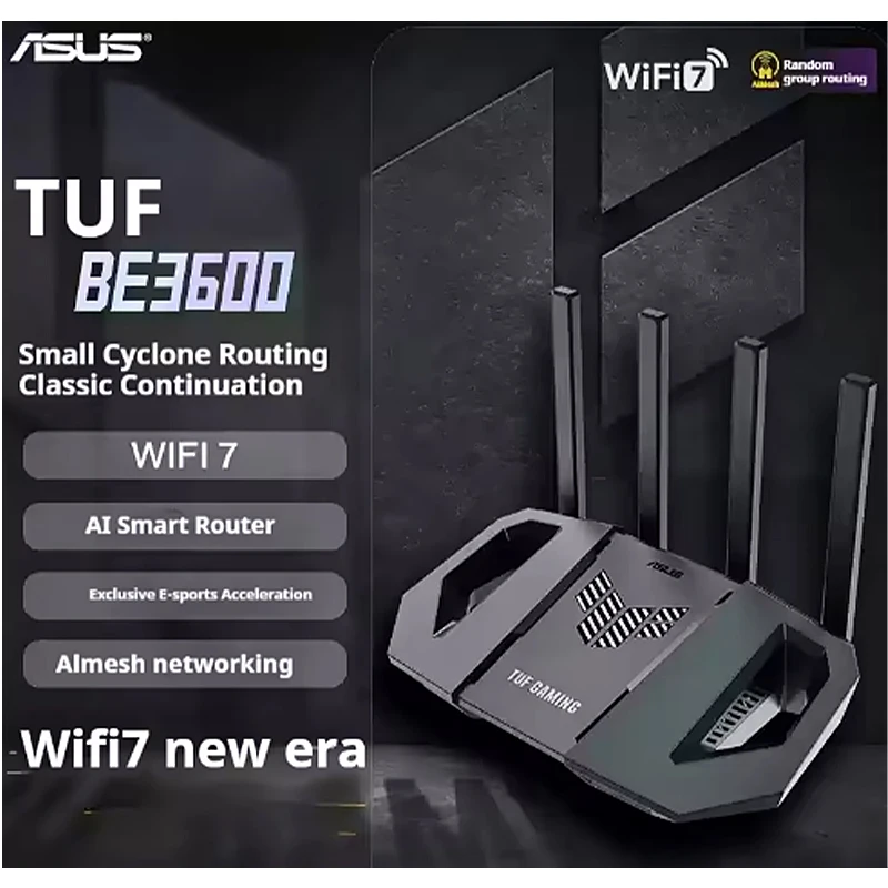 Router da gioco ASUS WiFi 7 TUF BE3600 Router estensibile AiMesh, 4K-QAM, MLO, rilevamento AI Porta 2,5G