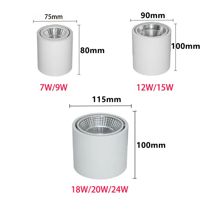 2022 High Quality Rotating LED Downlight COB Surface Mounted Ceiling Lamp CREE Chip 24W20W18W15W12W9W Adjustable Spot Light