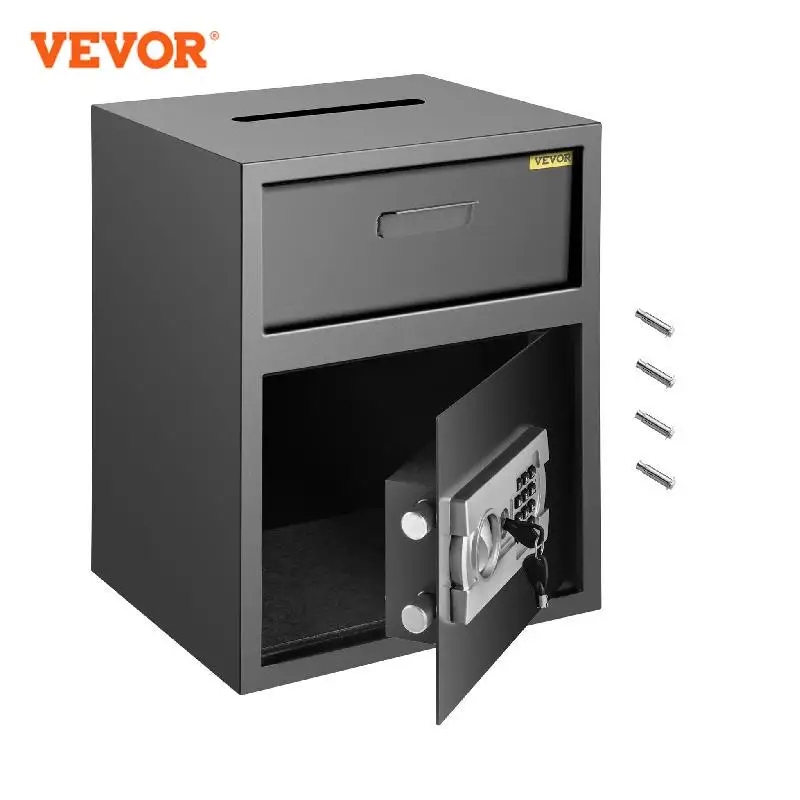 

VEVOR Electronic Safe Deposit Box With Drop Slot Secret Hidden Piggy Bank Security Digital Access Two Keys for Store Money Guns