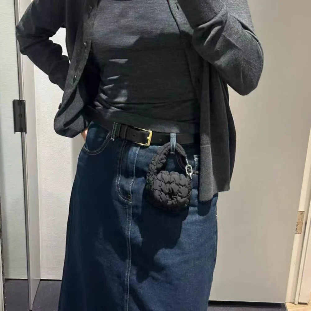 حقيبة كتف نسائية مبطنة بلون سادة من القطن محفظة صغيرة مطوي بمقبض علوي حقيبة رفرف لتاريخ التسوق #3