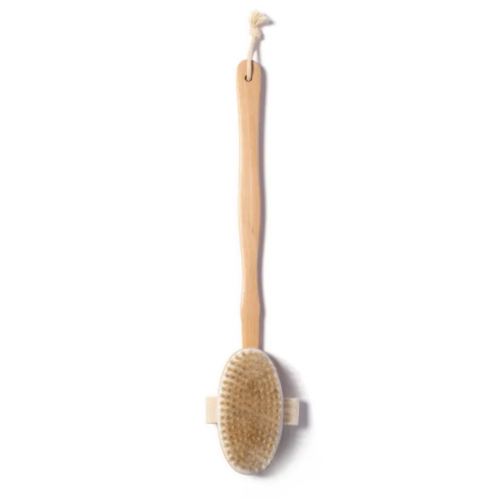 1Pc Wooden Detachable Long Handle Shower Body Brush Bathing Massage Back Body Exfoliating Brush Bathroom Wash Brush Bath Tools