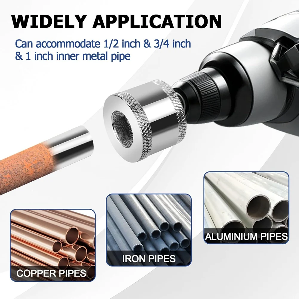 

FYBL-Copper Pipe Cleaning Brush 1/2" 3/4" 1" Metal Tube Cleaner Set With Replaceable Blades For Power Cleaning