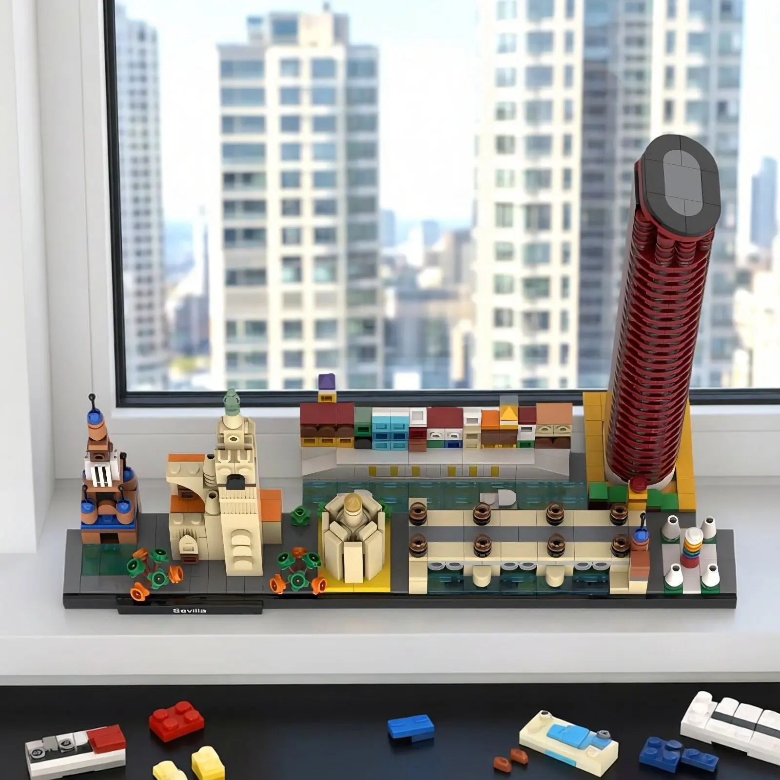 Seville Skyline Creative City Architecture Landmark MOC Building Blocks Model Adult Puzzle Assembly Toys Birthday Gift Ornament
