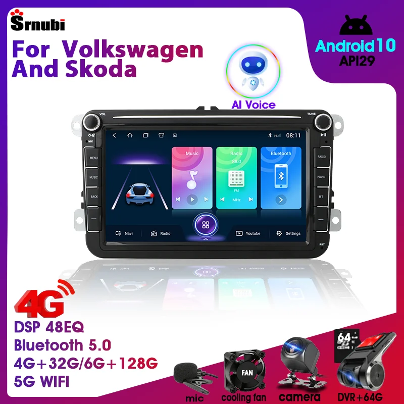 

For Volkswagen VW Passat CC Tiguan Touran GOLF Skoda Octavia Android Car Stereo Video Radio 2Din Carplay Head Unit Speaker Audio