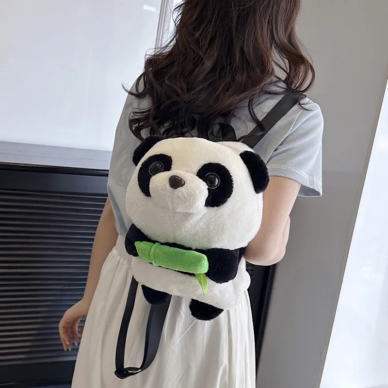 Kawaii Cartoon Plush Backpack Cute Sew Panda Doll Backpack Cute Cartoon Stuffed Animal Tornister dla dzieci na prezent dla dziewczyny