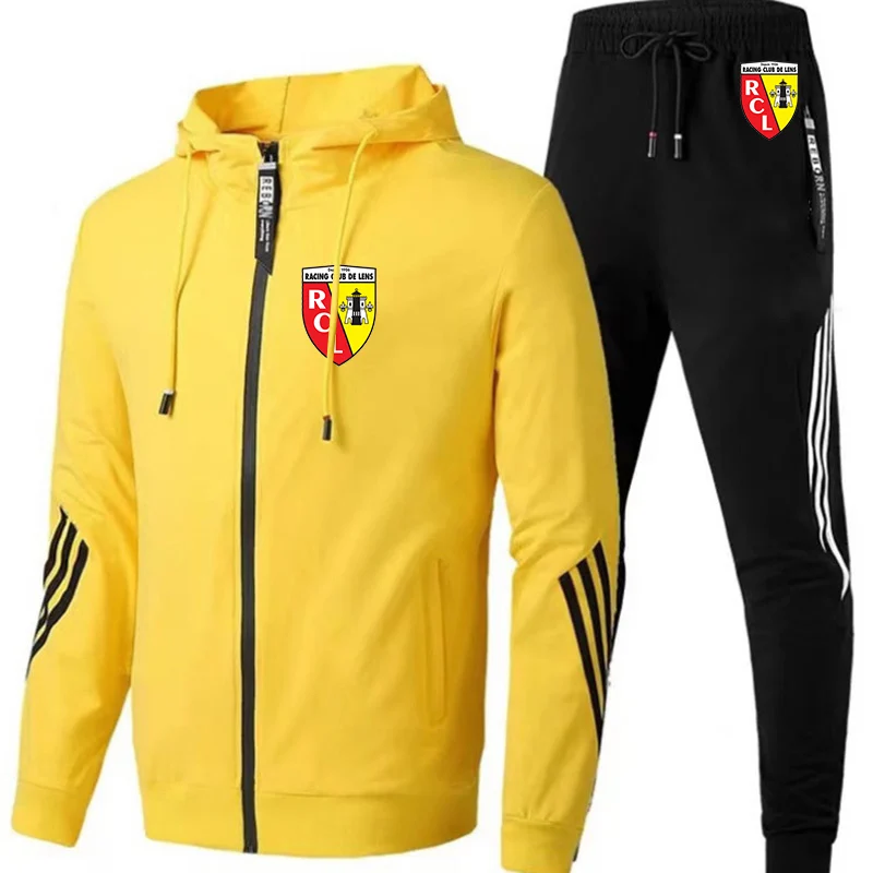 Euro Club Rc Lens Printed Men Casual Set Spring Autumn New Sportswear Hoodies+Pants 2PCS Sets Hip Hop Street Loose Tracksuits