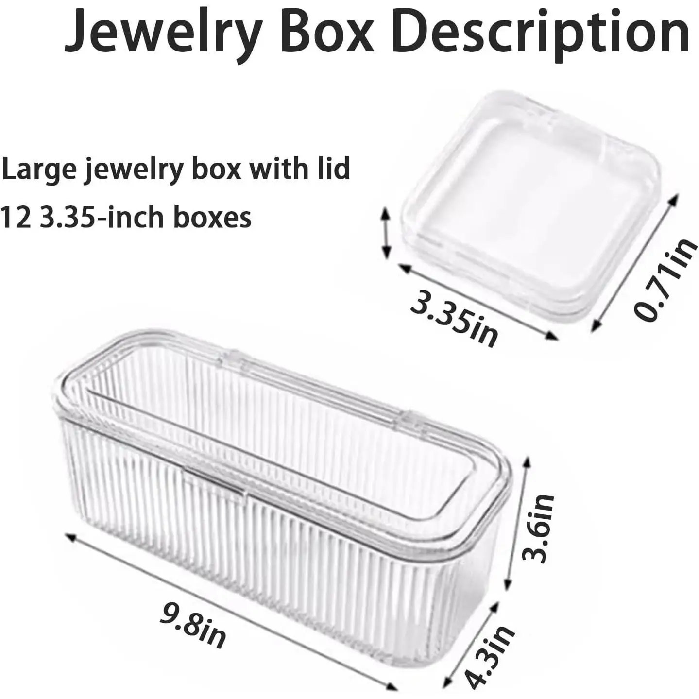 Transparent Acrylic Crystal Jewelry Box & Organizer - 1 Pack Lightweight Covered Storage for Dresser Organization, 12 Portable Anti-Tarnish Compartments for Earrings, Rings, Necklaces, Acrylic Crystal Jewelry Boxes & Organizers, Organize Jewelry