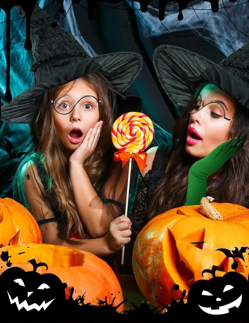 4 gafas de disfraz de bruja, sombrero malvado, guantes de bruja malvada verde, accesorios de Cosplay de película de Halloween, accesorios para mujeres, juegos de rol