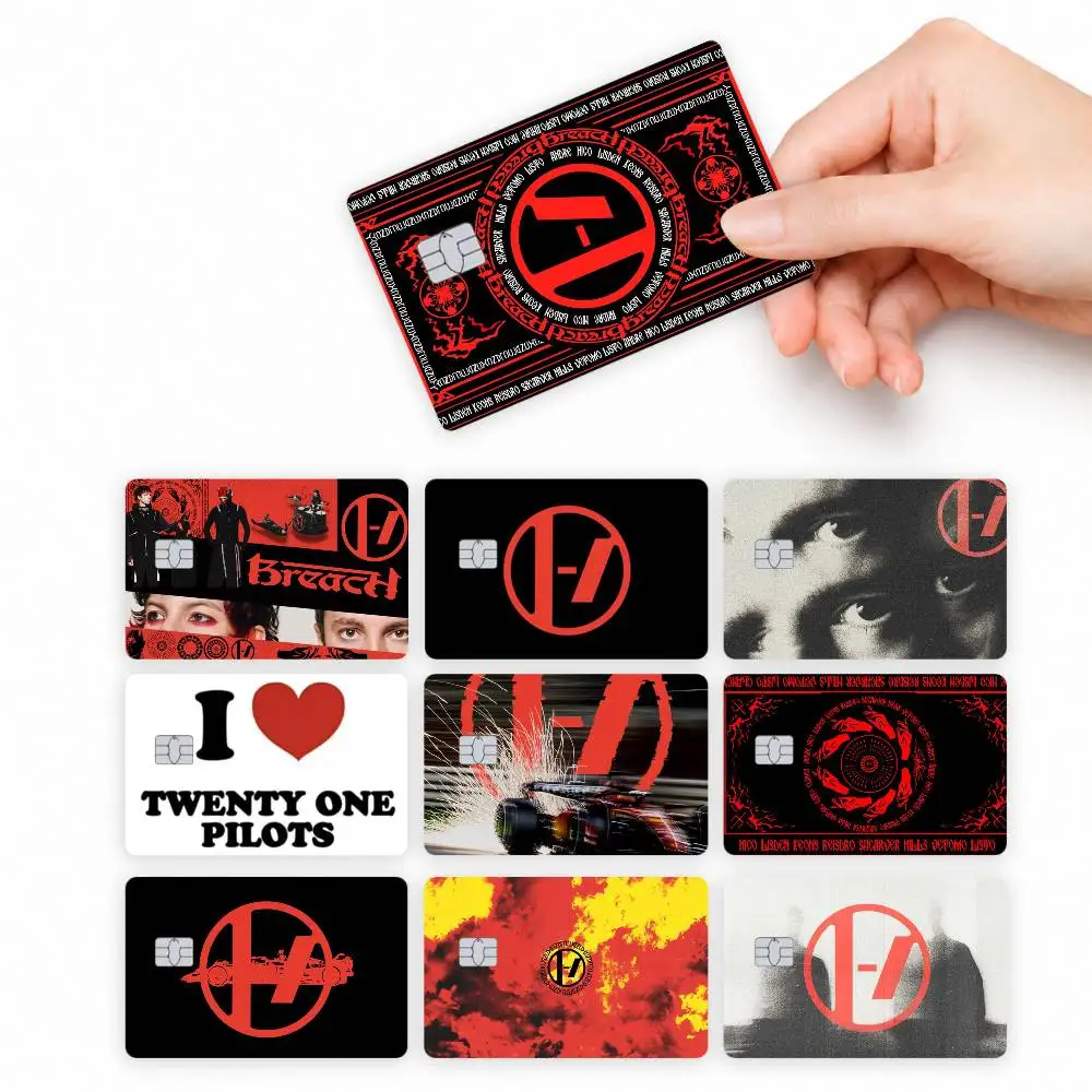 Popular T-Twenty One Pilots Band 4pcs Credit Card Skin Stickers Suitable for Bank Debit Subway Bus Transit Pass Decorative Cover