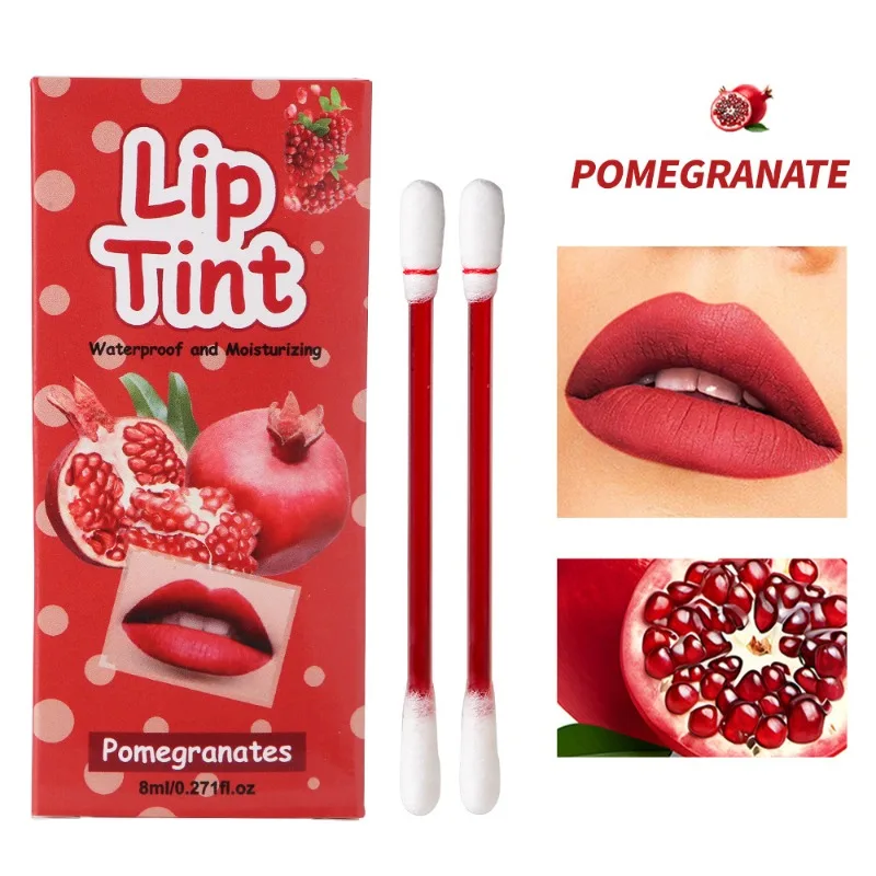 20 unids/set hisopo de algodón lápiz labial desechable brillo de labios portátil mate tinte de labios afrutado taza antiadherente cosméticos de maquillaje de labios duraderos