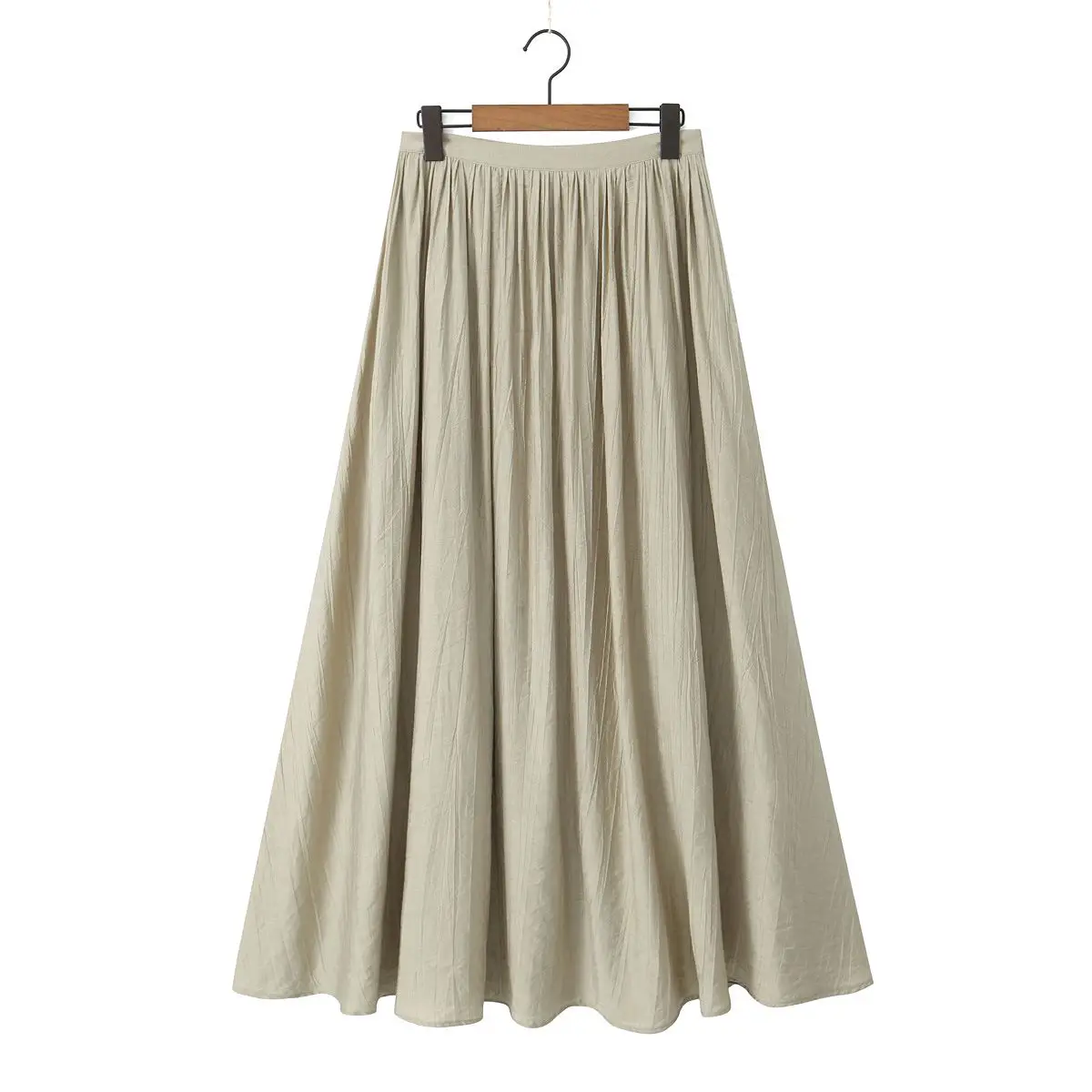 High Waist Cover Crotch Pleated Skirt for Women, French Fold Long Skirt, Good Quality, Plus Size, Spring, Summer, 2024