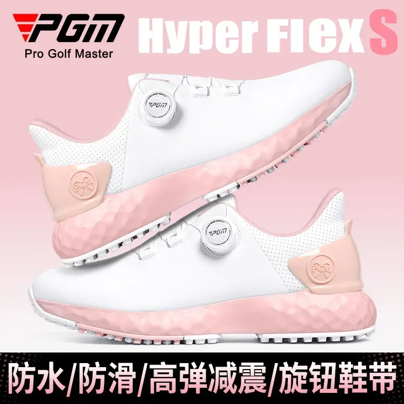 PGM Sakura Golf Sneakers Waterproof Sports Women's Shoes Anti Slip Lightweight Comfortable Cushioning Nail Free Shoes