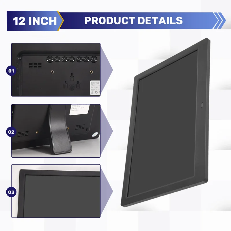 

X11A Digital Picture Frame, 12 Inch Digital Photo Frame with Wireless Remote Control, Support SD Card/USB EU PLUG