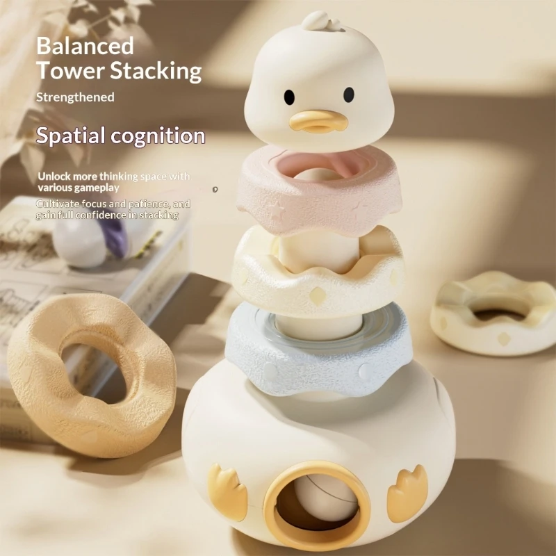 크리 에이 티브 어린이 무지개 스태킹 반지 색상 크기 학습 장난감 세트 교육 반지 모래 장난감 게임 교육 보조 15UB