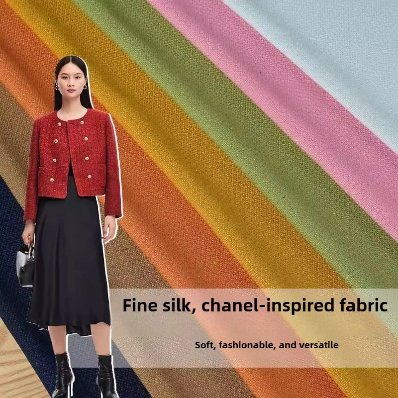 

Полиэфирная твидовая ткань, блестящая, против морщин по метрам, для одежды, пальто, костюма, юбки, платье, жилет, ткань для шитья своими руками, мягкая дышащая ткань