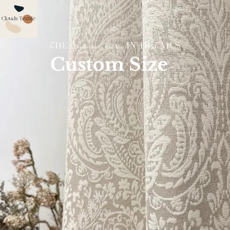 Custom Size French High-end Jacquard Antique Chenille American Retro Blackout Curtains for Living Room and Bedroom Window Decor