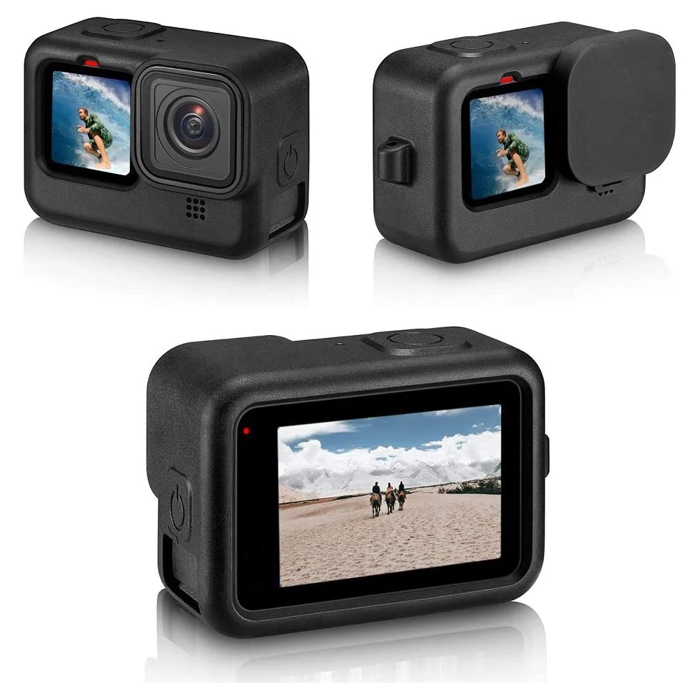 GoPro Hero 11/10/9用の保護カバー,黒いフレーム,ストラップとレンズ付き
