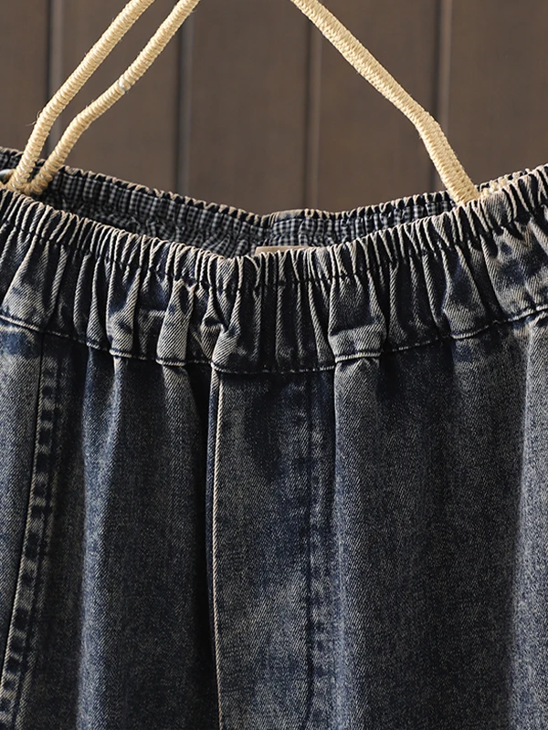 Jeans da donna in cotone vestibilità ampia autunno nuovo Sle Casual Sle Patchwork elastico in vita Pantaloni Harlan in denim ricamato retrò