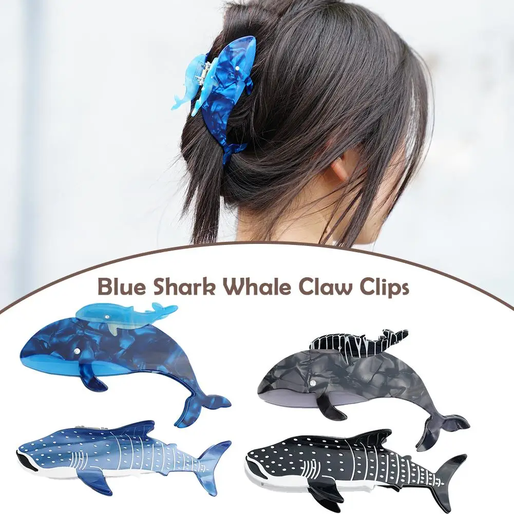 

New Ocean Series Acetic Acid Hair Claw Cute Whale Ponytail Hairpin Women Girls Shark Claw Hair Accessories Jewelry Gifts