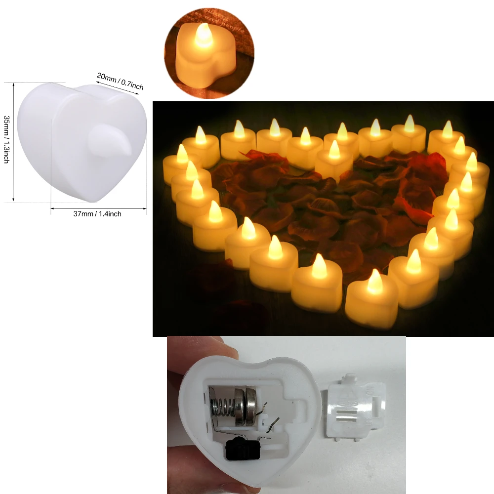 24/48 Stück flammenlose Votivkerzen, elektrisch, batteriebetrieben, LED-Teelichter, künstliche Kerze, warmweiß, für Hochzeitstisch, Weihnachten – Detail 14